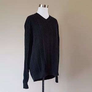 Sweater Navy Blue Mens Cotton Cable Medium